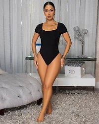 Marissa Black Square Neck Bodysuit