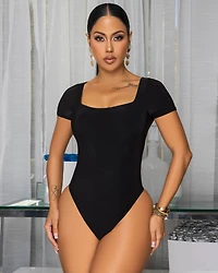 Marissa Black Square Neck Bodysuit