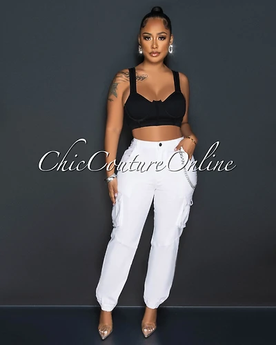 *Philadelphia Off-White Silver Link Cargo Jogger Pants