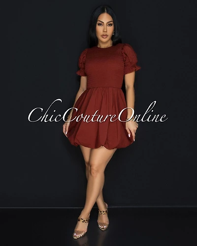 Yira Chocolate Short Bubble Dress