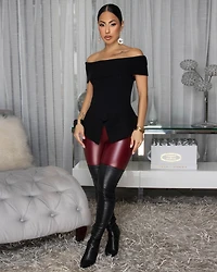 Nichelle Black Ribbed Peplum Sweater Top