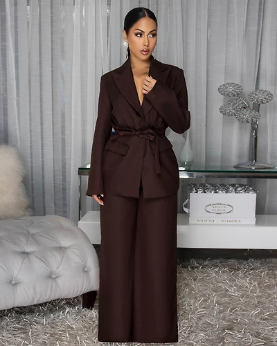 Mirisse Dark Brown Jacket & Pants Set
