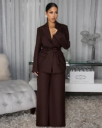 Mirisse Dark Brown Jacket & Pants Set
