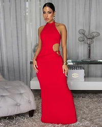 Gaya Red Cut-Out Maxi Dress