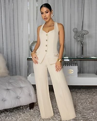 Noorie Cream Top & Pants Set