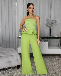 Ceecee Green Linen Jumpsuit