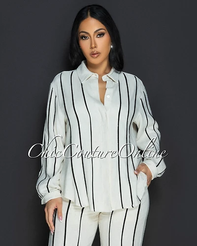 Zilvia Khaki Black Trim Collared Linen Shirt (SHIPS 1/18/25)