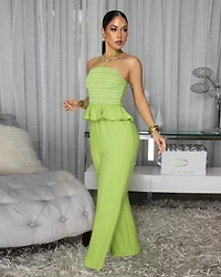 Ceecee Green Linen Jumpsuit