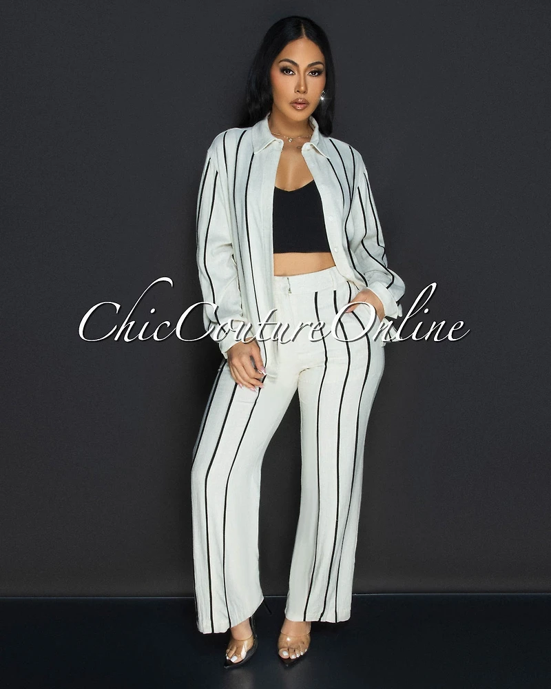 Zilvia Khaki Black Trim Collared Linen Shirt (SHIPS 1/18/25)