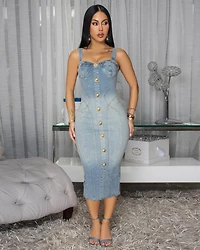 Nevesta Blue Ombre Denim Midi Dress