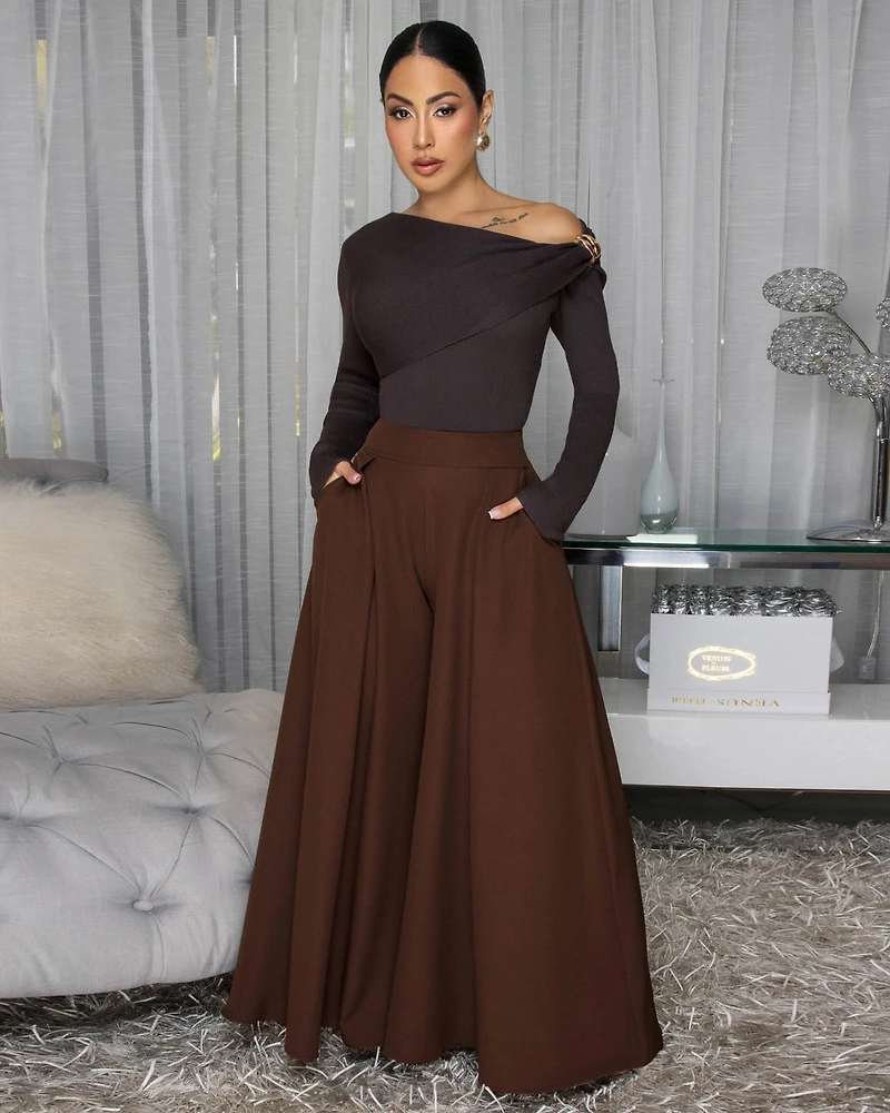 Klorane Deep Brown Ribbed Sweater Top