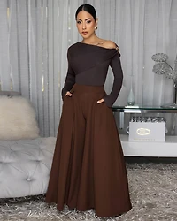 Klorane Deep Brown Ribbed Sweater Top