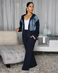 Aeris Navy-Blue Olive Green Jacket & Pants Set