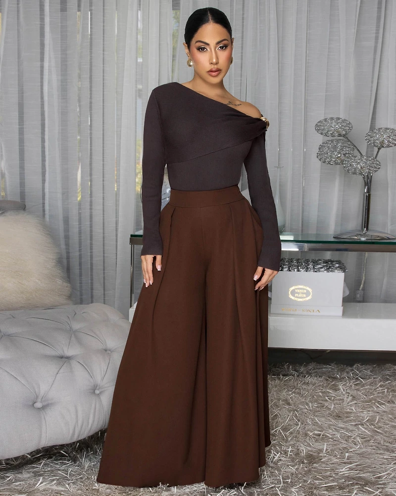 Klorane Deep Brown Ribbed Sweater Top