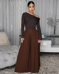 Klorane Deep Brown Ribbed Sweater Top