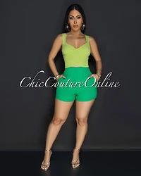 Milko Kelly Green High-Waist Shorts