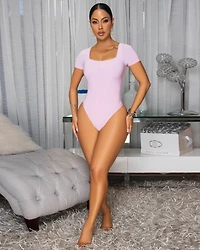 Marissa Light Pink Square Neck Bodysuit