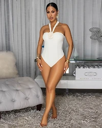 Jamaria  Nude Bodysuit Crochet Cover-Up Maxi Skirt Set