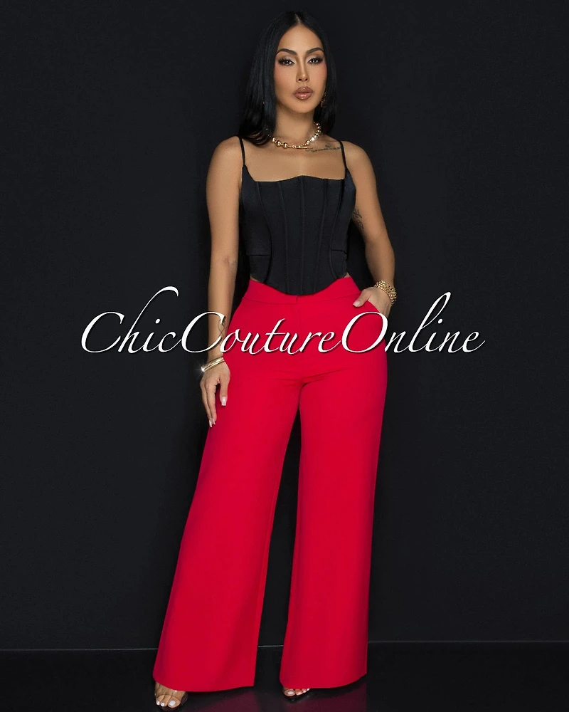 Riley Black Silky Bustier Top