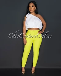 *Taraz Off-White Self-Tie Single Shoulder Crop Top