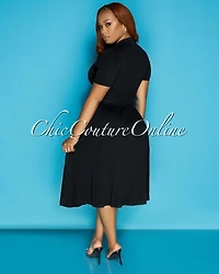 Senna Black Tennis Crop Top & Skirt Set