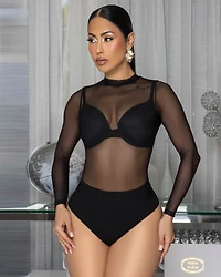 Skye Black Mesh Bodysuit
