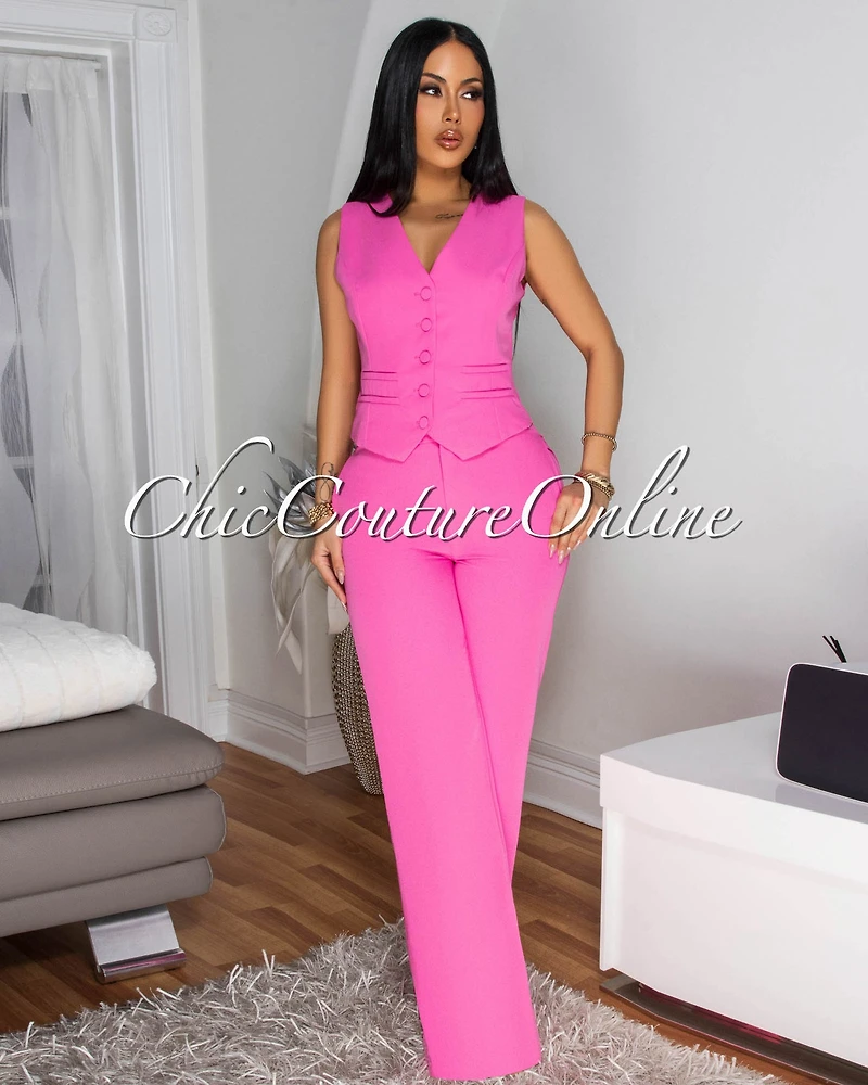 Neyole Bubblegum Pink Vest Pants Set