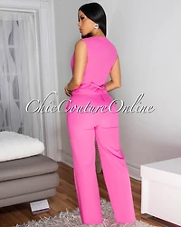 Neyole Bubblegum Pink Vest Pants Set