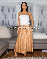 *Madame Off-White 3D Floral  Crop Top