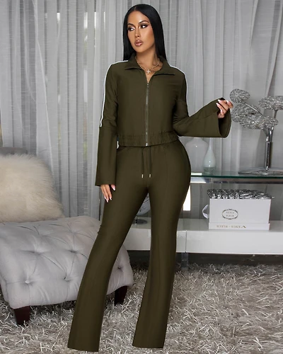 Loyale Deep Olive Green Jacket & Pants LUXE Set