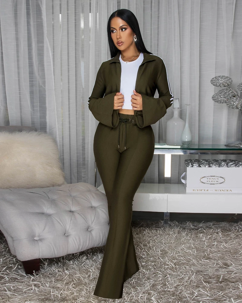 Loyale Deep Olive Green Jacket & Pants LUXE Set