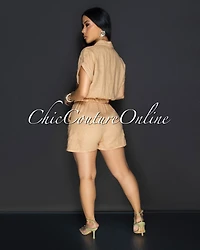 Moren Nude Linen Romper