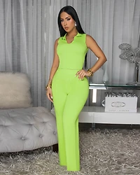 Zara Neon Green Knit Pants Set (10/9/2025)