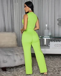 Zara Neon Green Knit Pants Set (10/9/2025)