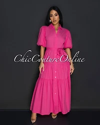 Diani Fuchsia Ruffle Maxi Dress