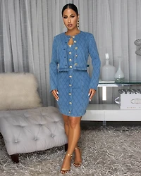 Diamonique Medium Blue Denim Crop Jacket