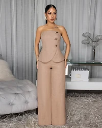 Vella Black Strapless Linen Jumpsuit