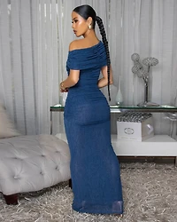 Lawrence Midnight Blue Mesh Ruched Top & Skirt Set (8/26/25)