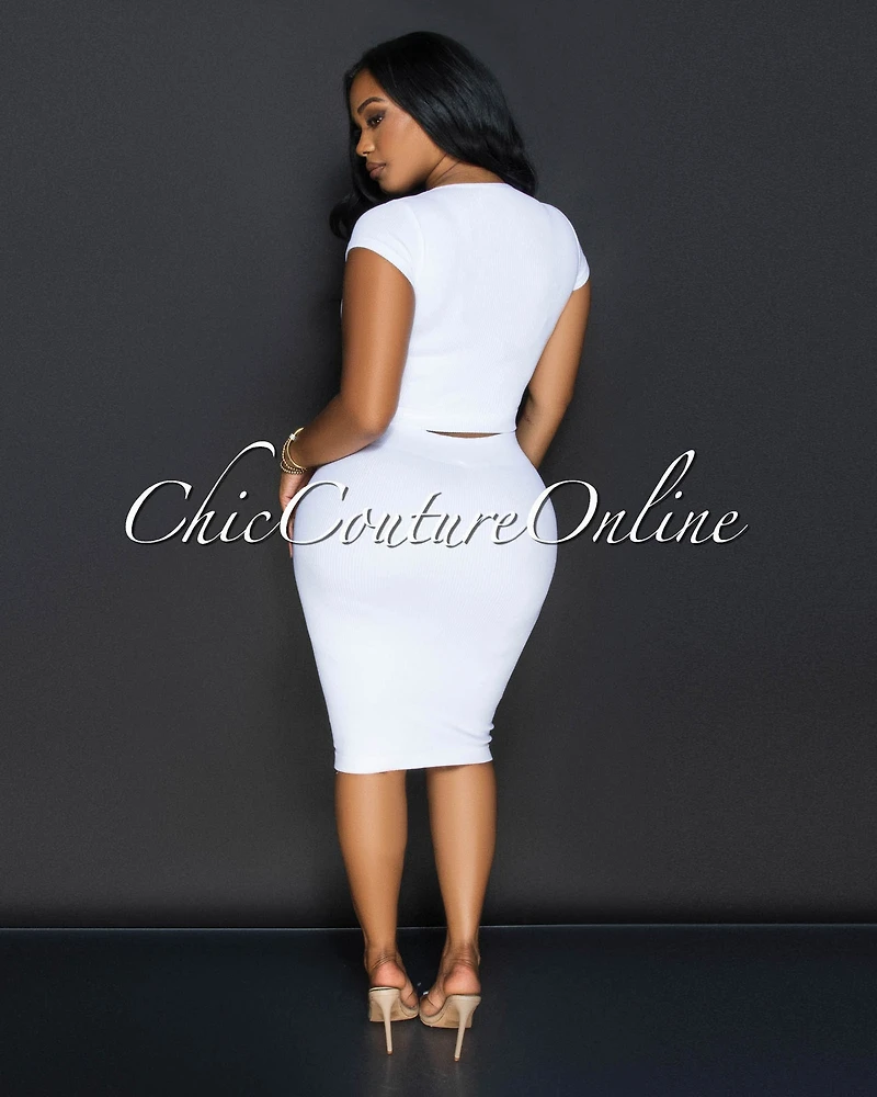 Laury White Ribbed Crop Top & Skirt Sculpting Set