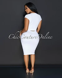 Laury White Ribbed Crop Top & Skirt Sculpting Set