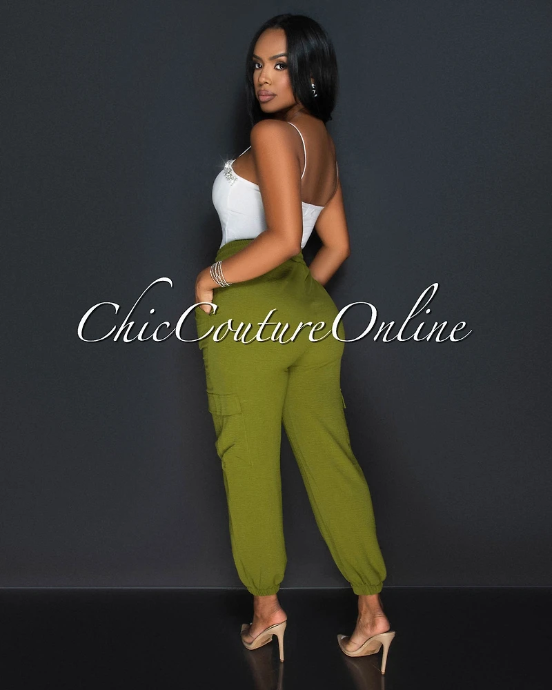 *Siyanda Olive Green Light Weight Cargo Joggers