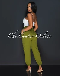 *Siyanda Olive Green Light Weight Cargo Joggers
