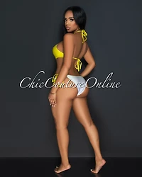 *Nona Yellow Ombre Halter Strappy One Piece Swimsuit