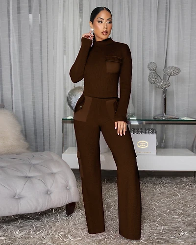 Burch Chocolate Brown ULTRA-LUXE Knit Pant Set