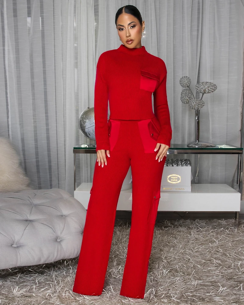 Burch Red ULTRA-LUXE Knit Pant Set