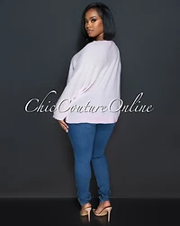 *Lucian Pink Flowers Accent Knit Sweater
