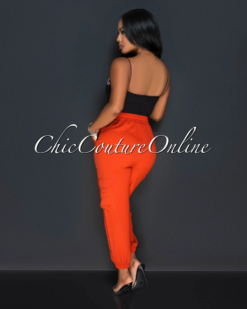 *Siyanda Brunt Orange Light Weight Cargo Joggers