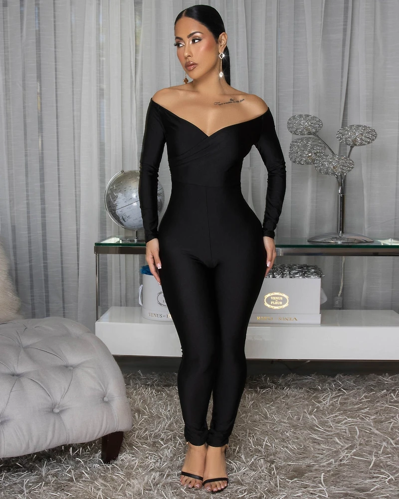 Polene Black Off-The-Shoulder Jumpsuit