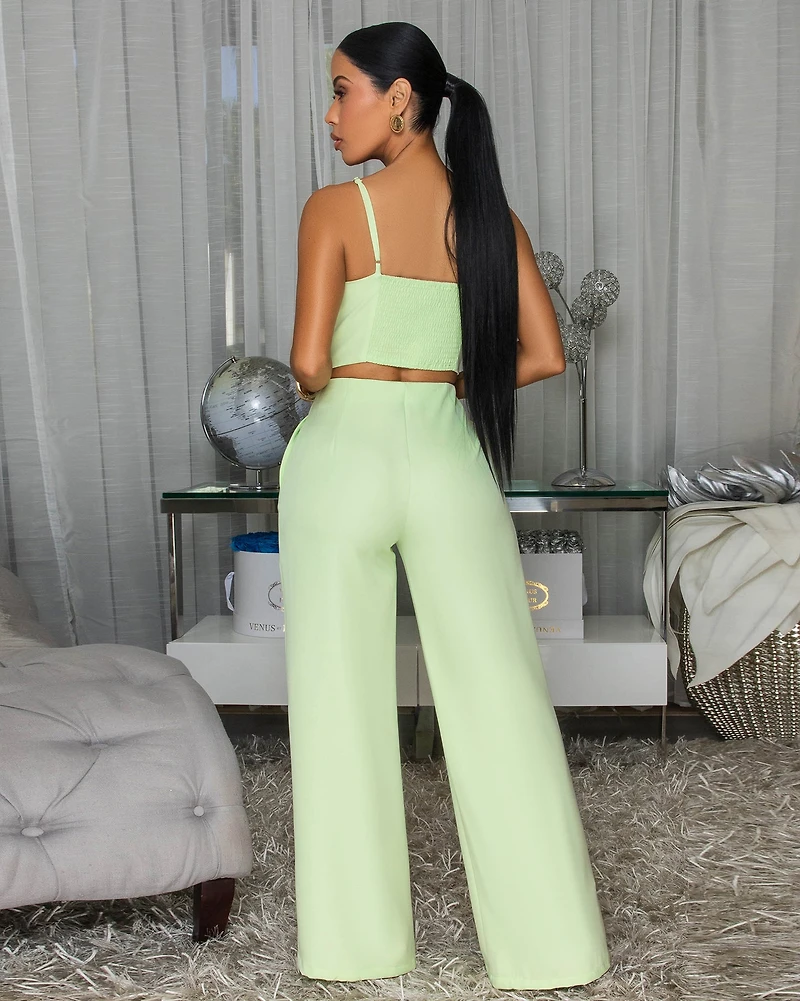 Linara Mint Gold Buttons Top & Pants Set
