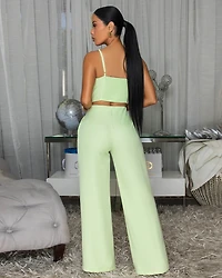 Linara Mint Gold Buttons Top & Pants Set